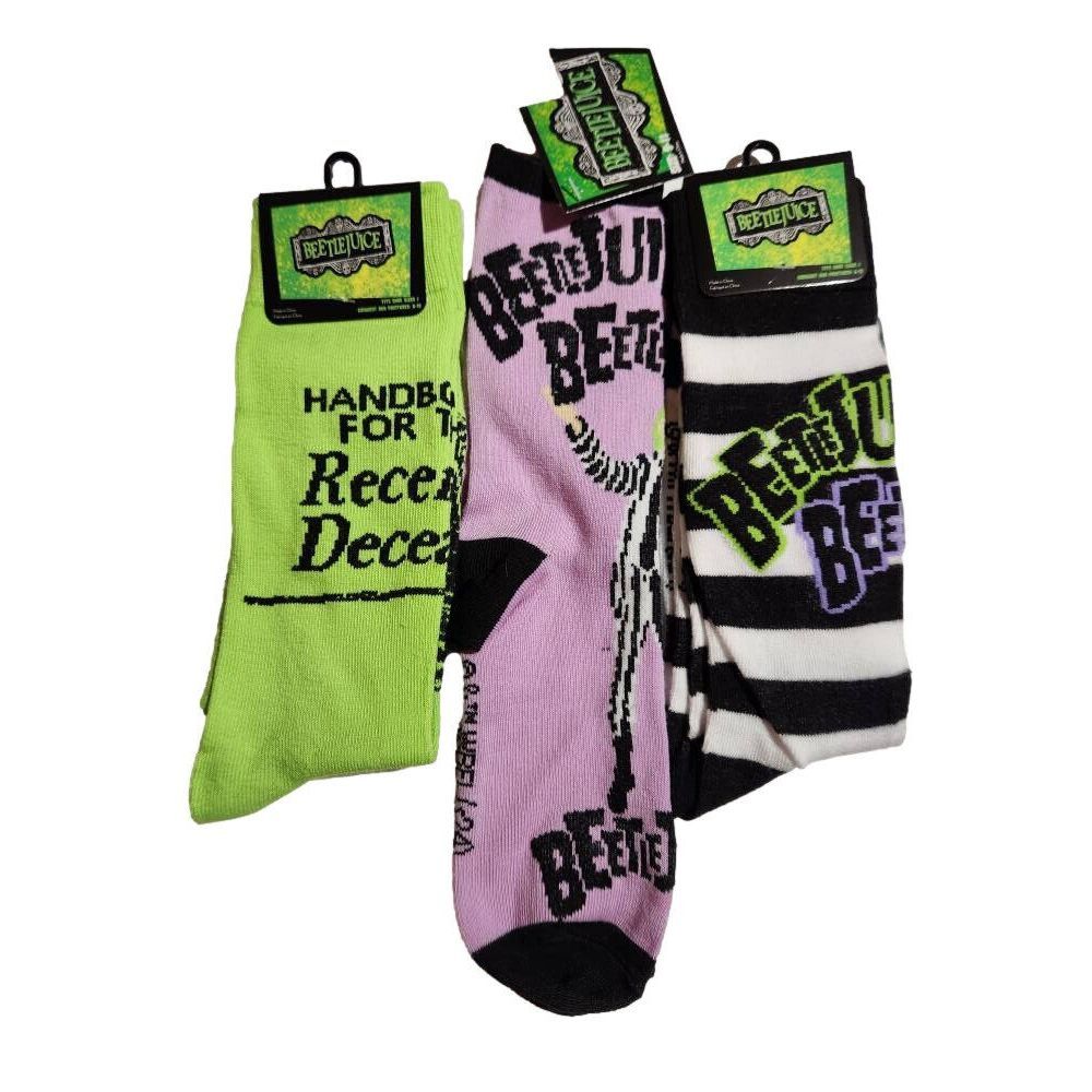 Beetlejuice Movie Set of 3 Crew Socks Women shoe‎ Size 6-12 NWT